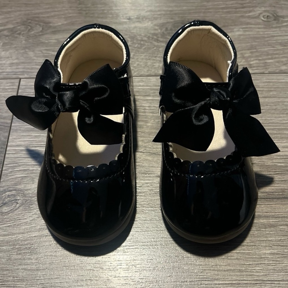 Black baby girl bow Mary Jane’s